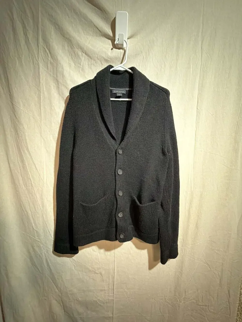 Banana Republic Extra Fine Italian Merino Wool Shawl Collar Cardigan Sweater Bla